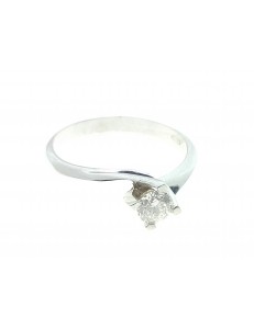 ANELLI DIAMANTI - Anello Solitario Diamante  0,31 Ct Valentino Oro Bianco 18 kt Carati 750 2,90 Gr