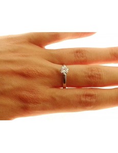 ANELLI ORO BIANCO - Anello Donna Ragazza Solitario Oro Bianco 18 kt Carati Ct 750 1,05 Gr Zircone