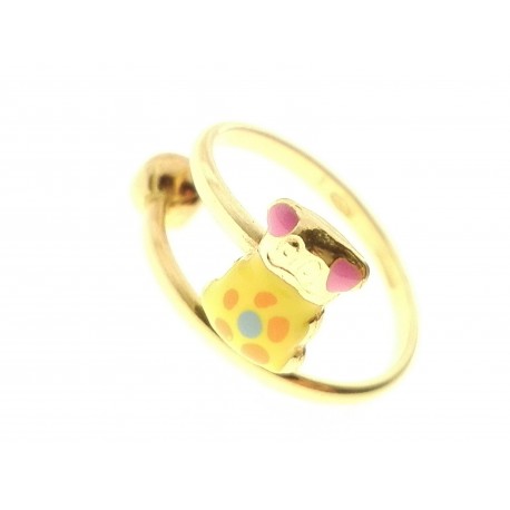 Anello Bimba Bambina Oro Giallo 18 KT Carati Ct 750 Gr 1,60 Orsetto -  Gioielleria Arte Oro