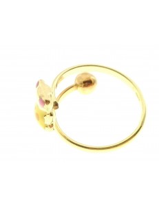 ANELLI BIMBI - Anello Bimba Bambina Oro Giallo 18 KT Carati Ct 750 Gr 1,60 Orsetto