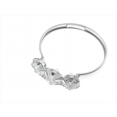 ANELLI ORO BIANCO - Anello Trilogy Donna Ragazza Oro Bianco 18 KT Carati Ct 750 Gr 1,45 Zirconi