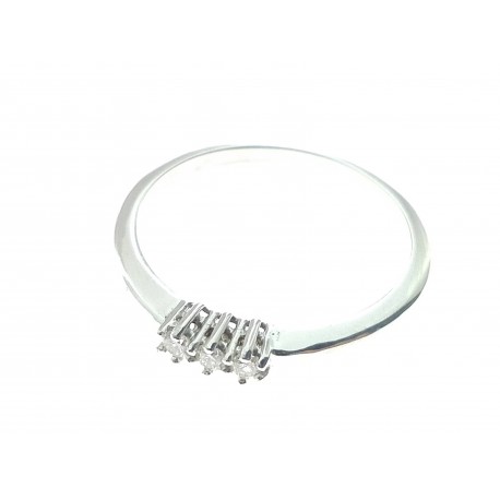 ANELLI DIAMANTI - Anello Trilogy Diamanti Donna Oro Bianco 18 KT Carati 750 Gr 1,80 Ct 0,09 H IF