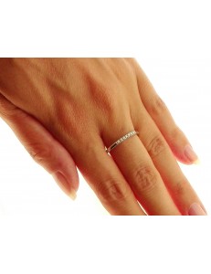 ANELLI DIAMANTI - Anello Donna Veretta Oro Bianco 18 Kt Carati 750 Diamanti 0,06 Ct