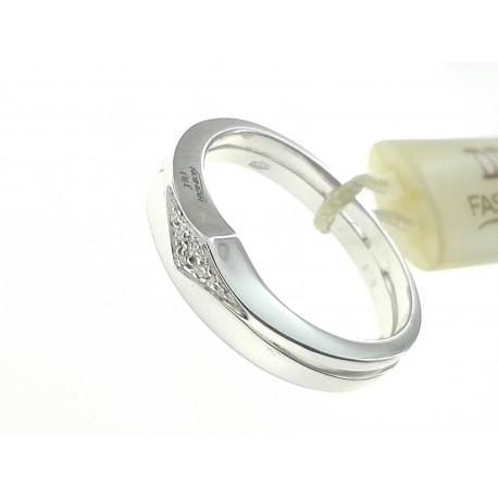 ANELLI DIAMANTI - Anello Diamante 0,03 Ct H IF Donna Oro Bianco 18 Kt Carati 750 Gr 5,40