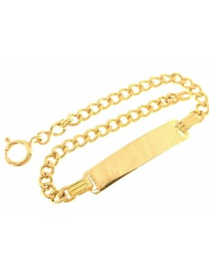 BRACCIALI UNISEX - Bracciale Targa Unisex Ragazzo Ragazza Oro Giallo 18 KT Ct 750 3,50 Gr