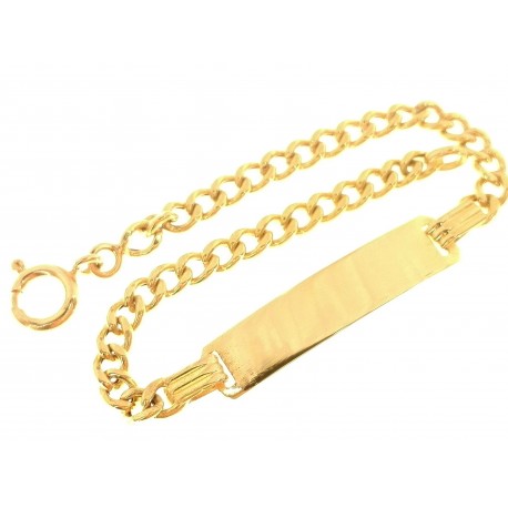 BRACCIALI UNISEX - Bracciale Targa Unisex Ragazzo Ragazza Oro Giallo 18 KT Ct 750 3,50 Gr