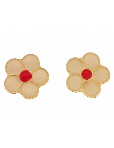 ORECCHINI BIMBA - Orecchini Bimba Bambina Fiorellino  Oro Giallo 18 kt Carati Ct 750 0,45 Gr 