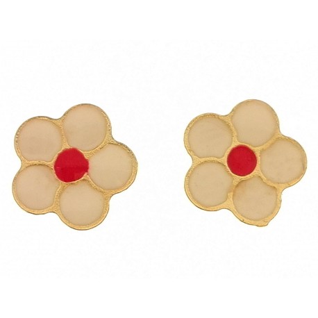 ORECCHINI BIMBA - Orecchini Bimba Bambina Fiorellino  Oro Giallo 18 kt Carati Ct 750 0,45 Gr 