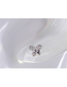 ORECCHINI BIMBA - Orecchini Donna Bimba Bambina Farfallina Oro Bianco 18 kt Carati Ct 750 1,50 Gr