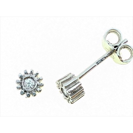 ORECCHINI ORO BIANCO - Orecchini Punto Luce Donna Oro Bianco 18 Kt Carati Ct 750 Gr 1,40 Zirconi