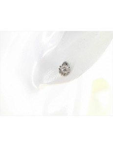 ORECCHINI ORO BIANCO - Orecchini Punto Luce Donna Oro Bianco 18 Kt Carati Ct 750 Gr 1,40 Zirconi