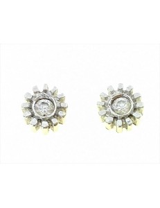 ORECCHINI ORO BIANCO - Orecchini Punto Luce Donna Oro Bianco 18 Kt Carati Ct 750 Gr 1,40 Zirconi