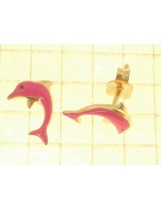 ORECCHINI BIMBA - Orecchini Donna Bimba Bambina Oro Giallo 18 kt Carati Ct 750 0,85 Gr Delfini