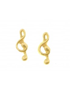 ORECCHINI ORO GIALLO - Orecchini Donna Bambina Oro Giallo 18 kt Carati Ct 750 0,95 Gr Chiave Violino