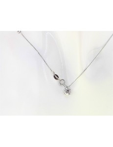 COLLANE ORO BIANCO - Collana Catenina Solitario Punto Luce Donna Oro Bianco 18 Kt Carati Ct 750