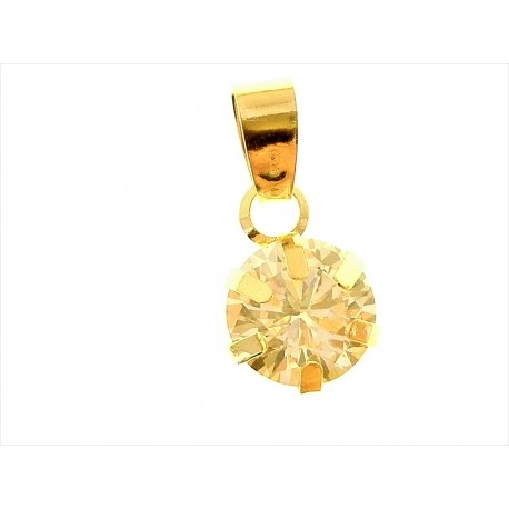 PENDENTI ORO GIALLO - Ciondolo Pendente Donna Oro Giallo 18 Kt Carati Ct 750 Punto Luce Solitario