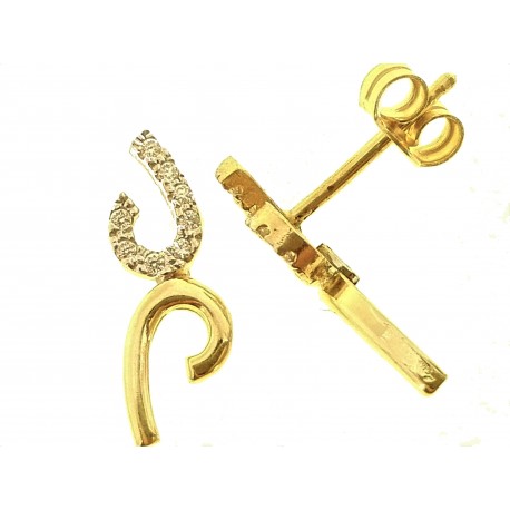 ORECCHINI ORO GIALLO - Orecchini Donna Oro Giallo 18 kt Carati Ct 750 2,35 Gr Zirconi