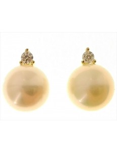 ORECCHINI ORO - Orecchini Perle Punto Luce Donna Oro Giallo 18 Kt Carati Ct 750 2,40 Gr