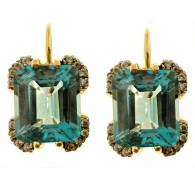 Orecchini Donna Oro Giallo 18 kt Carati Ct 10,6Gr Acquamarina Monachella Monachi