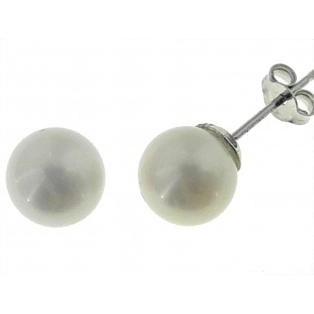 ORECCHINI ORO BIANCO - Orecchini Donna Perle Oro Bianco 18 kt Carati Ct 750 1,15 Gr