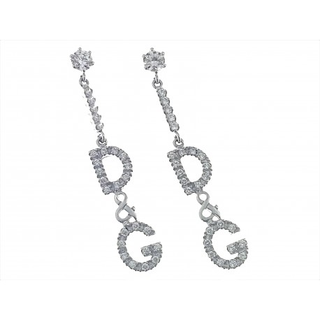 ORECCHINI ORO BIANCO - Orecchini Pendenti Donna Oro Bianco 18 Kt Carati Ct  750 4,40 Gr