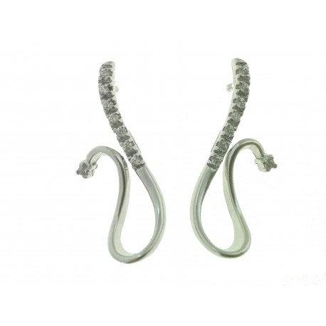 ORECCHINI ORO BIANCO - Orecchini Donna Oro Bianco 18 kt Carati Ct 750 3,60 Gr