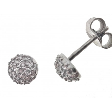 ORECCHINI ORO BIANCO - Orecchini Donna Oro 18 KT Carati Ct 750 1,40 GR Pavè di Zirconi