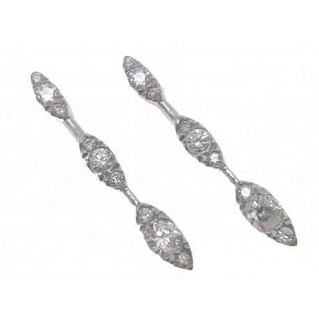 ORECCHINI ORO BIANCO - Orecchini Donna Trilogy Zirconi Taglio Brillante Oro Bianco 18 kt Carati Ct 750
