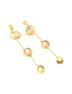 ORECCHINI ORO GIALLO - Orecchini Donna Oro Giallo Bianco 18 kt Carati Ct 750 2,40 Gr Pendenti