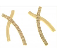 Orecchini Donna Oro Giallo 18 kt Carati Ct 750 4,30 Gr Zirconi Taglio Brillante