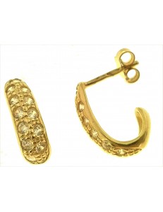 Orecchini Donna Oro Giallo 18 kt Carati Ct 750 3,80 Gr Zirconi Taglio Brillante