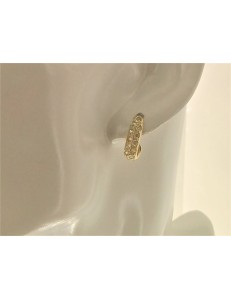 ORECCHINI ORO GIALLO - Orecchini Donna Oro Giallo 18 kt Carati Ct 750 3,80 Gr Zirconi Taglio Brillante