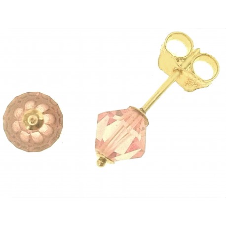 ORECCHINI ORO GIALLO - Orecchini Donna Ragazza Oro Giallo 18 Kt Carati Ct 750 1,0 Gr Swarovski Elements