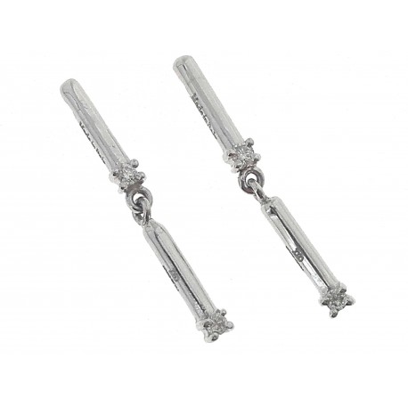 ORECCHINI DIAMANTI - Orecchini Donna Diamanti Oro Bianco 18 Kt Carati 750 2,20 Gr 0,08 Ct