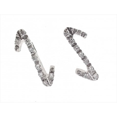 ORECCHINI DIAMANTI - Orecchini Donna Diamanti Oro Bianco 18 kt Carati 750 2,0 Gr 0,11 Ct