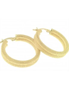 ORECCHINI CERCHIO GIALLI - Orecchini Donna Doppio Cerchio Cerchi Oro Giallo 18 kt Carati Ct 750 3,30 Gr