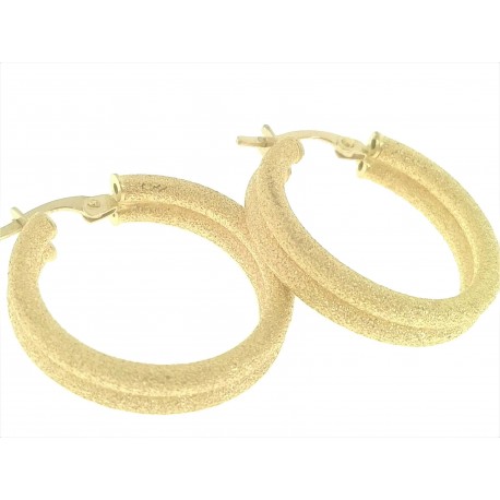 ORECCHINI CERCHIO GIALLI - Orecchini Donna Doppio Cerchio Cerchi Oro Giallo 18 kt Carati Ct 750 3,30 Gr