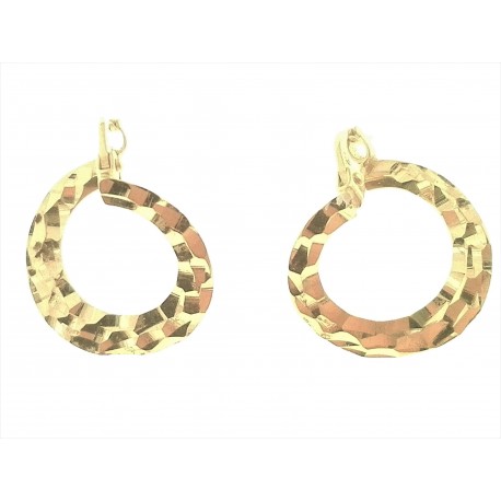 ORECCHINI CERCHIO GIALLI - Orecchini Donna Cerrchio Oro Giallo 18 kt Carati Ct 750 2,1 Gr Martellati
