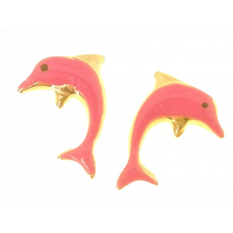 ORECCHINI BIMBA - Orecchini Donna Bimba Bambina Oro Giallo 18 kt Carati Ct 750 0,85 Gr Delfini