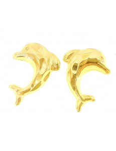 ORECCHINI BIMBA - Orecchini Donna Bimba Bambina Oro Giallo 18 kt Carati Ct 750 1,05 Gr Delfini