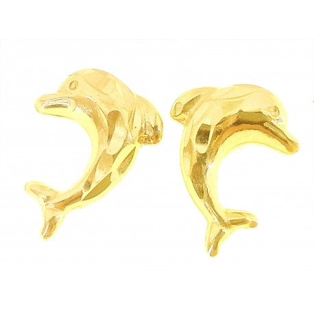ORECCHINI BIMBA - Orecchini Donna Bimba Bambina Oro Giallo 18 kt Carati Ct 750 1,05 Gr Delfini