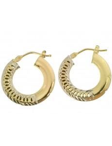 ORECCHINI CERCHIO GIALLI - Orecchini Donna Cerchio Cerchi Oro Giallo Bianco 18 kt Carati Ct 750 2,05 Gr