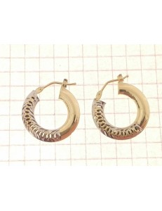 ORECCHINI CERCHIO GIALLI - Orecchini Donna Cerchio Cerchi Oro Giallo Bianco 18 kt Carati Ct 750 2,05 Gr