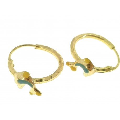 ORECCHINI BIMBA - Orecchini Bimba Bambina Cerchio Oro Giallo 18 kt Carati Ct 750 0,95 Gr