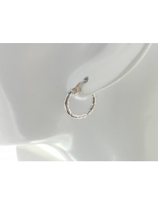 ORECCHINI CERCHIO BIANCHI - Orecchini Martellati Donna Cerchio Cerchi Oro Bianco 18 kt Carati Ct 750 1,05 Gr