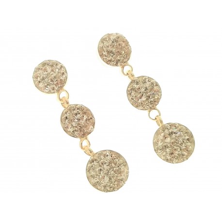 ORECCHINI ORO GIALLO - Orecchini Trilogy Donna Ragazza Oro Giallo 18 Kt Carati Ct 750 Gr 1,40 Zirconi