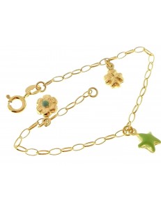 BRACCIALI BIMBI - Bracciale Braccialetto Bambina Bimbo 16,0 Cm Oro 18 Kt Carati Ct 750 2,70 Gr