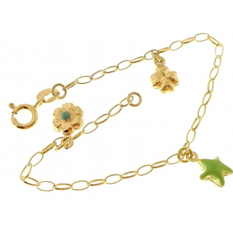 BRACCIALI BIMBI - Bracciale Braccialetto Bambina Bimbo 16,0 Cm Oro 18 Kt Carati Ct 750 2,70 Gr