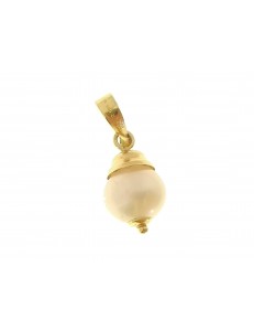 Ciondolo Pendente Donna Oro Giallo 18 Kt Carati Ct 750 1,0 Gr Perla