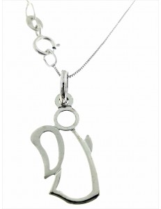 COLLANE ORO BIANCO - Collana Catenina Pendente Angelo Donna Oro Bianco 18 Kt Carati Ct 750 1,45 Gr